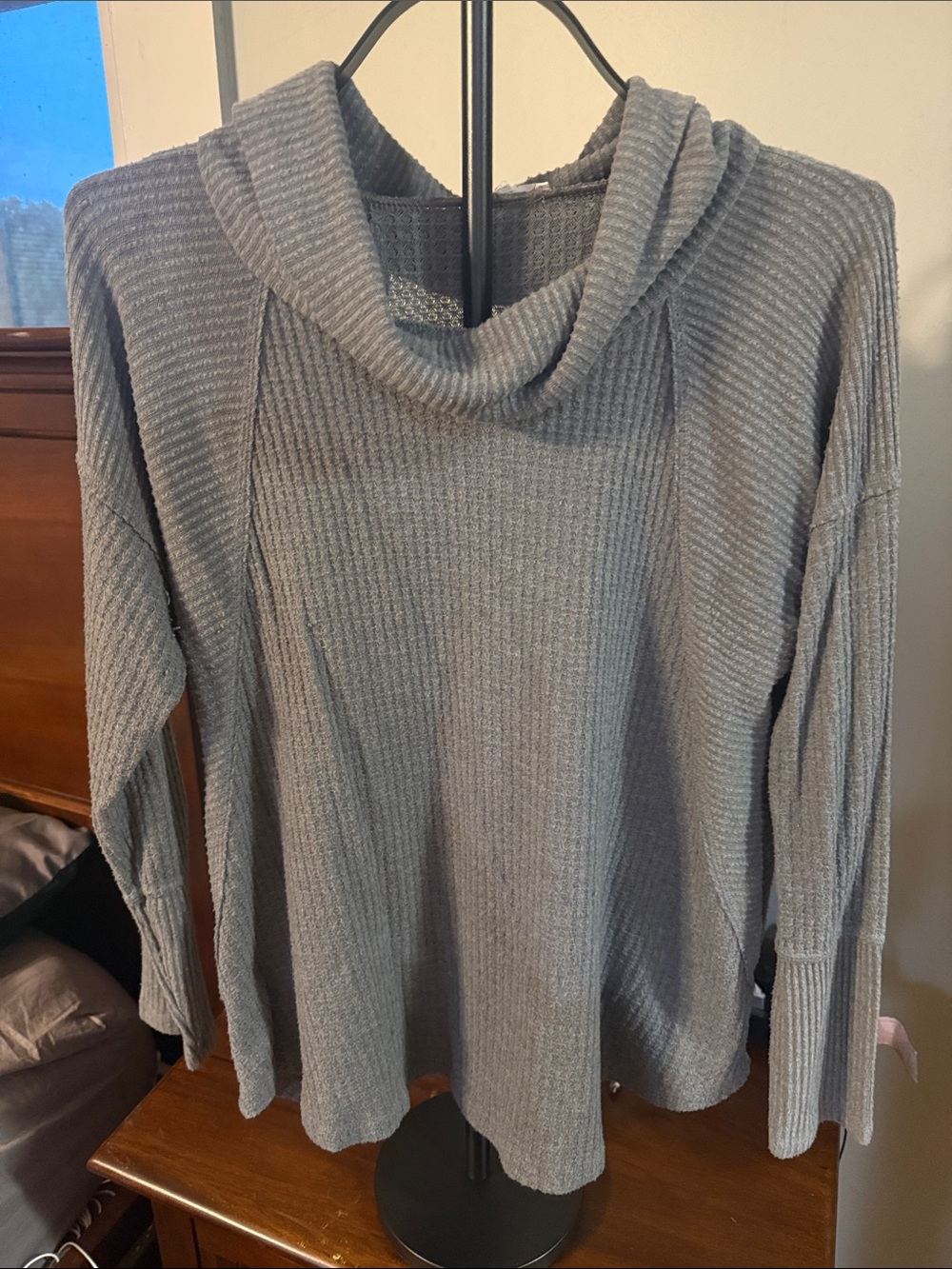 Maurices Light Gray Ribbed Cowl Neck Sweater